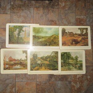 6 Cloverleaf John Constable English Scenes Tablemats Vintage (K715)